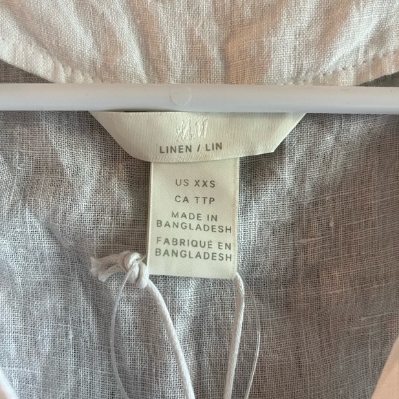 H&M NWT White 100% linen wrap top Womens xxs but fits like a small NWT - Picture 4 of 5